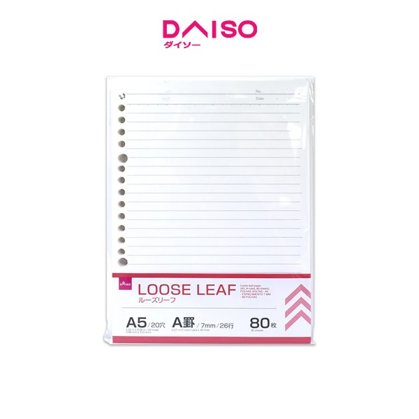 

Daiso Loose leaf paper (A5 A-ruled 80 sheets)