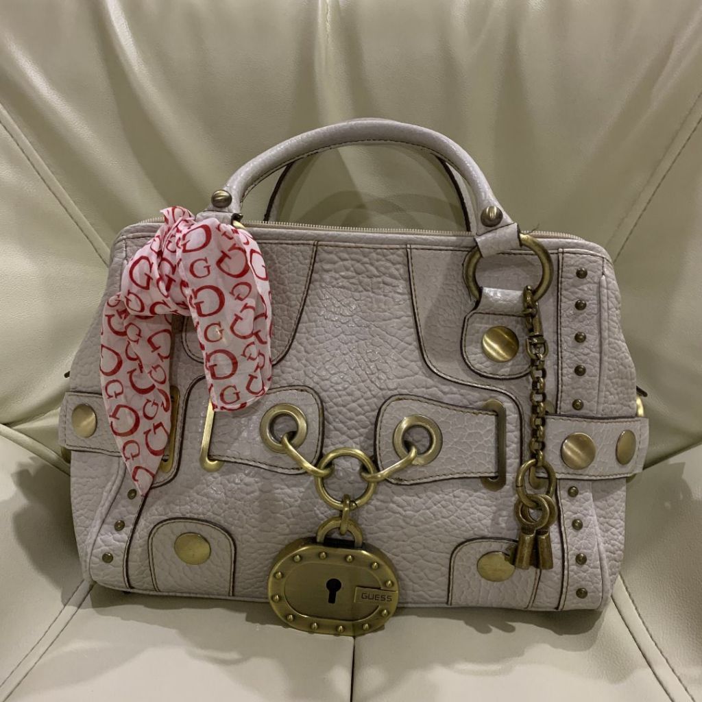 Guess Misty Grey Leather Padlock Bag Original