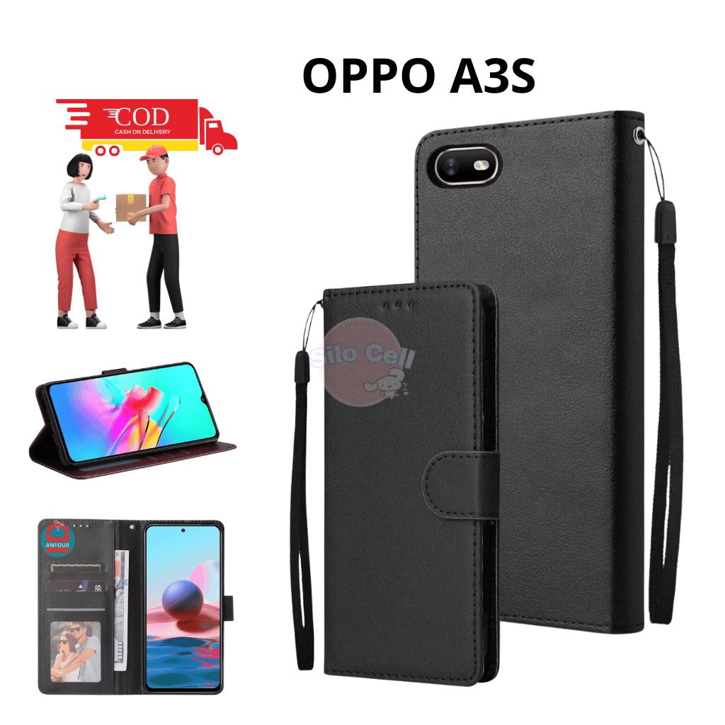 Casing Flip Polos Oppo A3s Casing Flip Wallet Dompet
