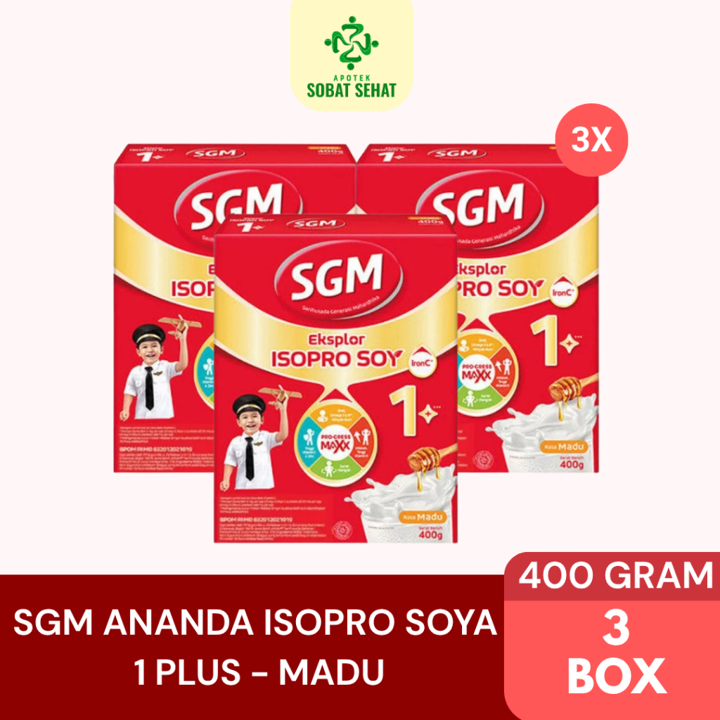 [ PAKET SGM SOYA ] 3 Box X 400 Gram SGM Eksplor Isopro Soya 1+ ( Susu soya ) - Rasa Madu - Susu Khus