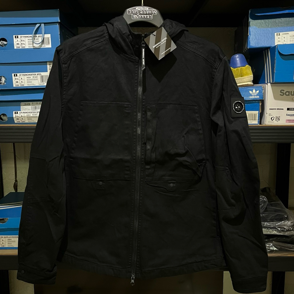 Marshall Artist Battaglia Cotton Overshirt Hood Jacket Black