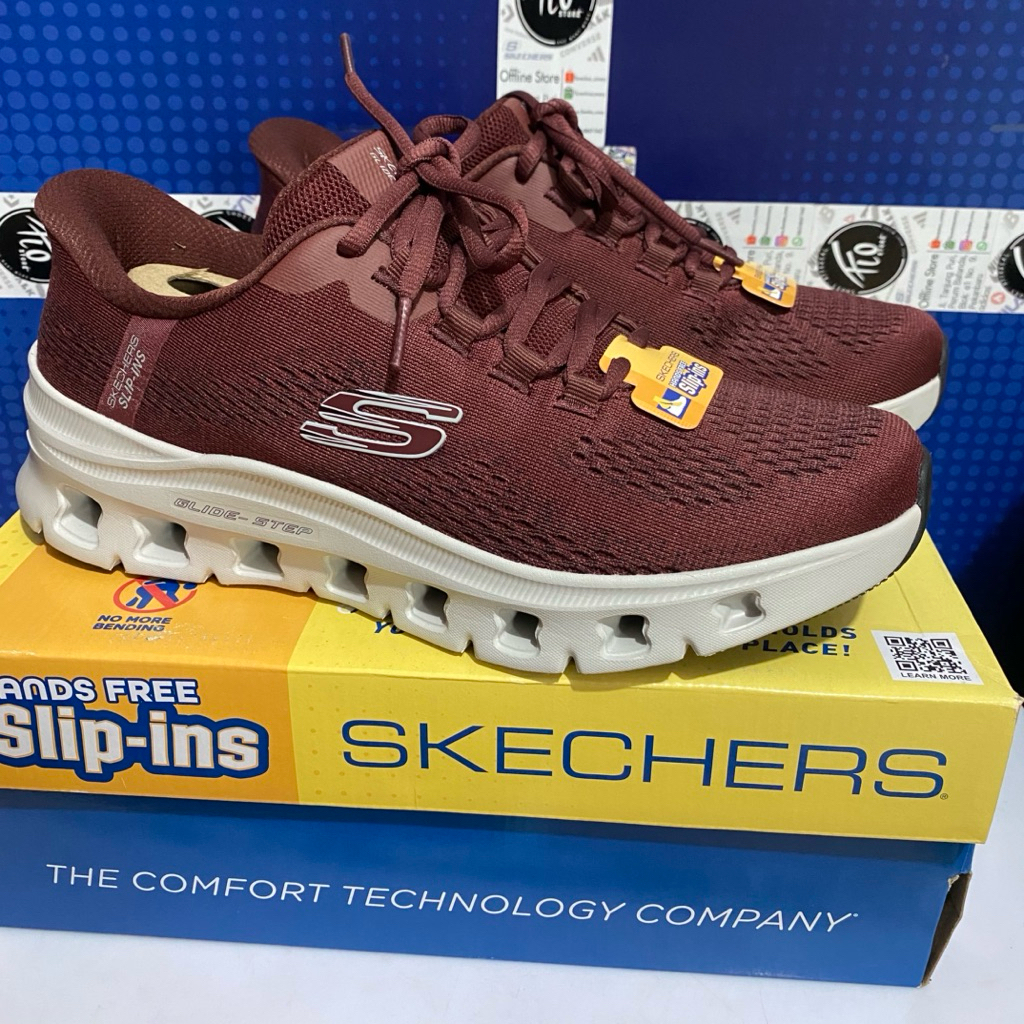 Size 40 41 42 Sepatu Skechers Original Glide Step Slip Ins 232941BURG 232922WBK Men