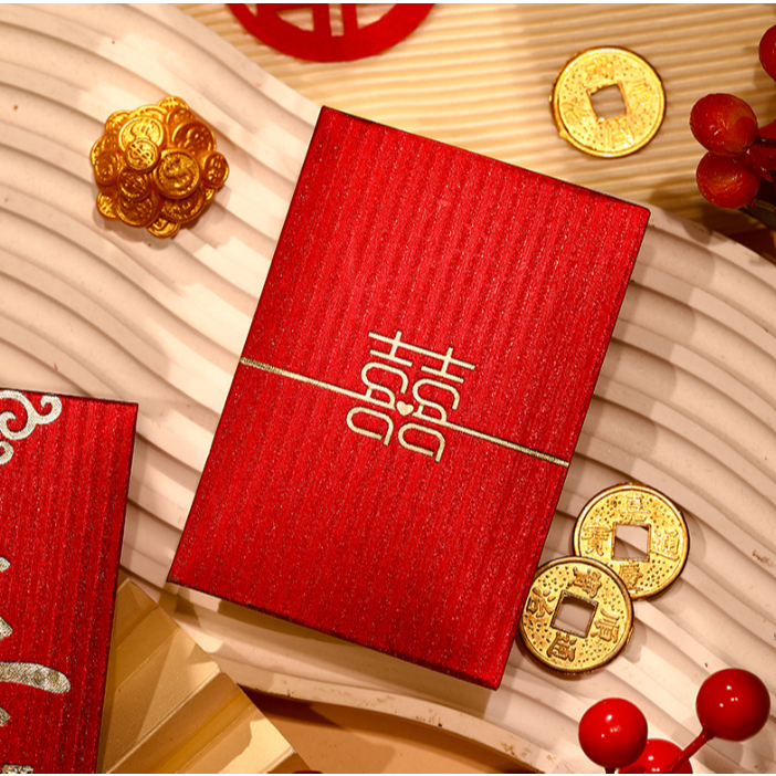 

De Gift Shop Angpao Pernikahan Glitter mini | Hong Bao Shuang Xi | Amplop Merah Pernikahan Glitter (1bgks isi 30pcs)
