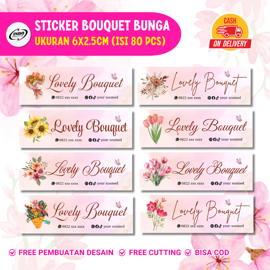 

[COD] Sticker label buket bunga isi 80 pcs - Sticker bouquet untuk jualan - Sticker label bouquet floral - sticker murah kualitas bagus