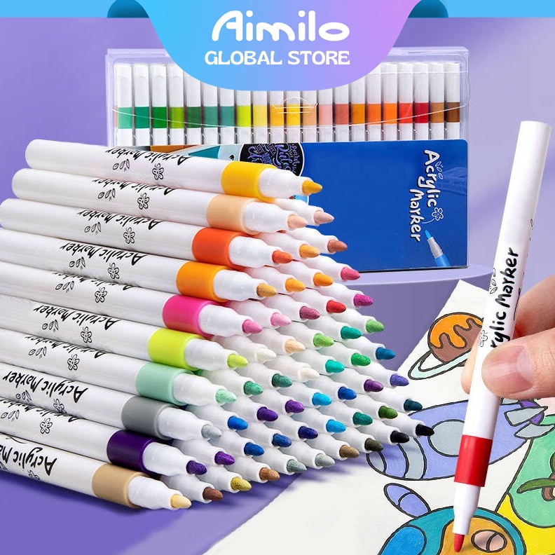 

KODE Y49Q Aimilo Spidol Acrylic Marker Spidol Warna Warni 1 Set DIY Painting Akrilik Marker 4868 Warna