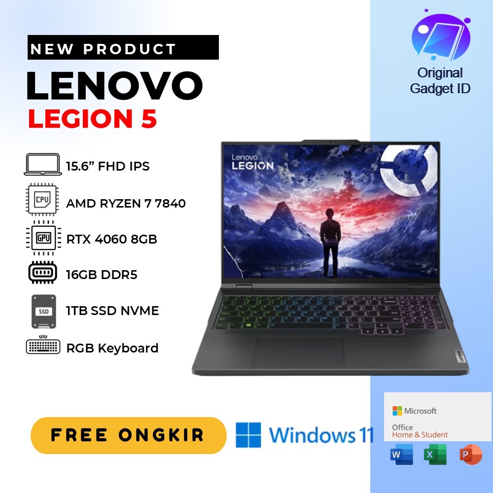 LENOVO LEGION 5 15 RYZEN 7 7840 RTX4060 16GB 1TB SSD WIN11 15.6" FHD