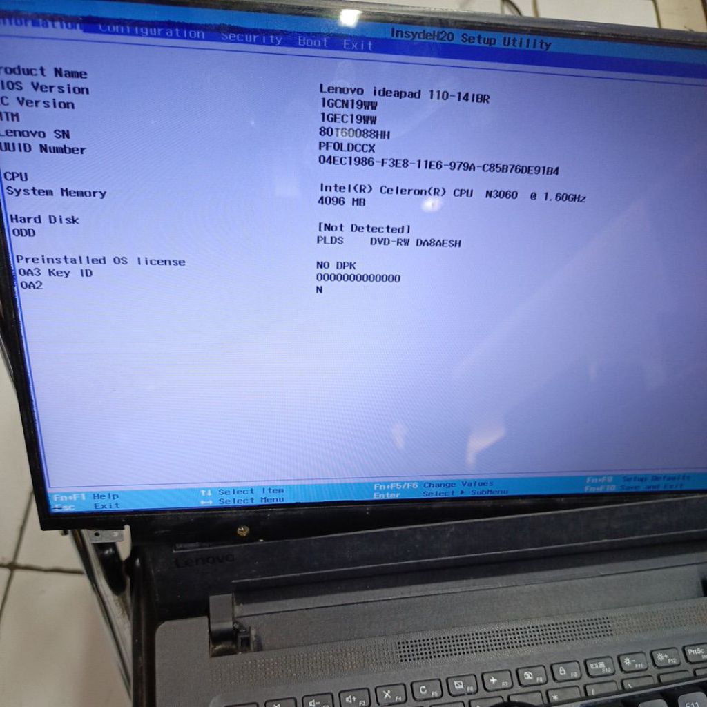 Mesin Laptop Lenovo ideapad 110-14IBR intel n3060 Second