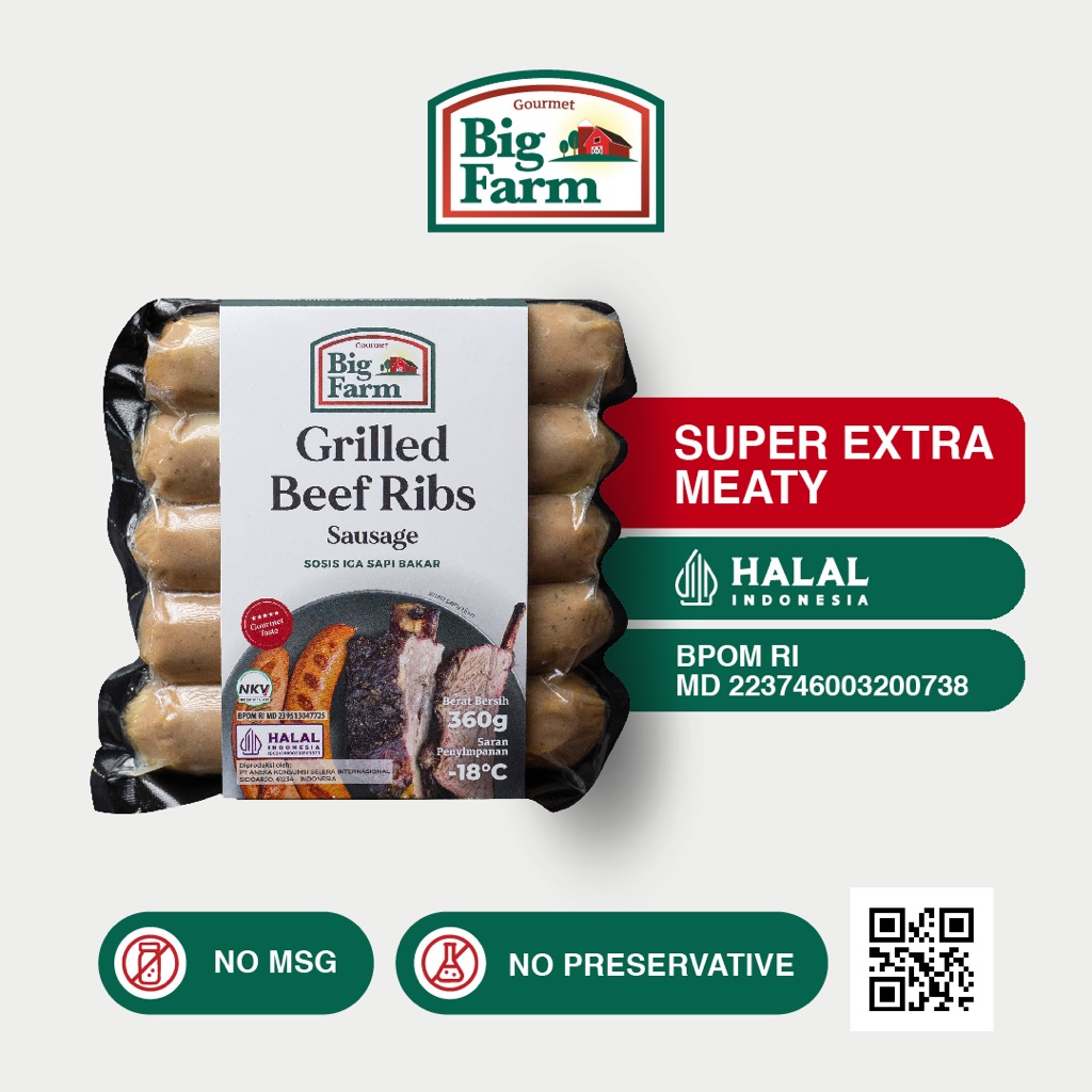 

Big Farm Grilled Beef Ribs 360gr (5 pcs) - Sosis Iga Sapi Bakar