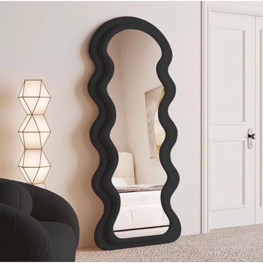 Termurah Standing Mirror Full Body Wave OVAL Cermin Rias Aesthetic Cermin Hias Cermin Kaca Full Body
