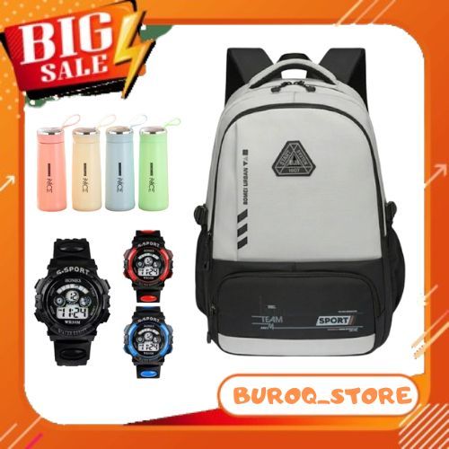 BUROQ_STORE Tas Sekolah SMP Pria Kapasitas Besar SMP Wanita SMA 2024 Baru Ringan Tahan Lama RanseL