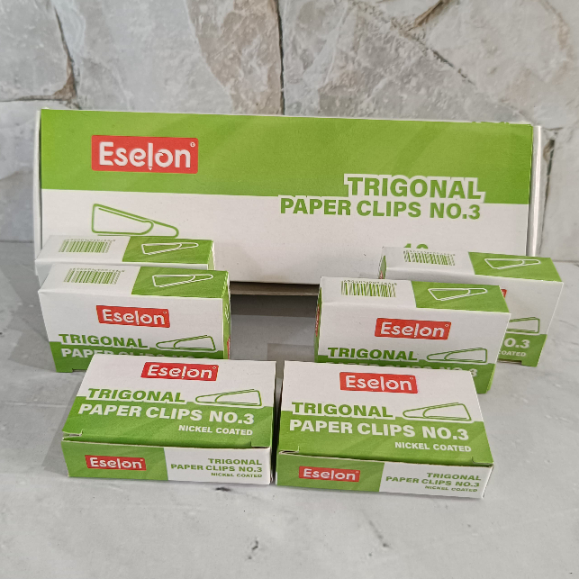 

SATU PACK ( 10 BOX KECIL ) Trigonal Clip Penjepit Kertas No. 03