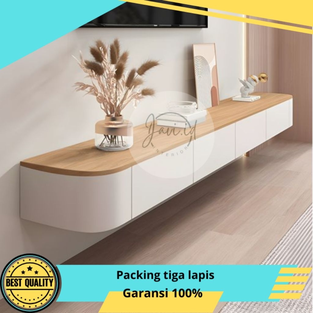 AG_061 Meja tv aesthetic / Meja tv lengkung minimalis / meja tv gantung.