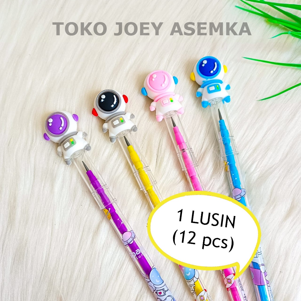 

(12 PCS) PENSIL SUSUN ASTRONOT ANGKASA SPACE PENCIL BENSIA LANTU BISA DIISI ULANG PELURU ALAT TULIS