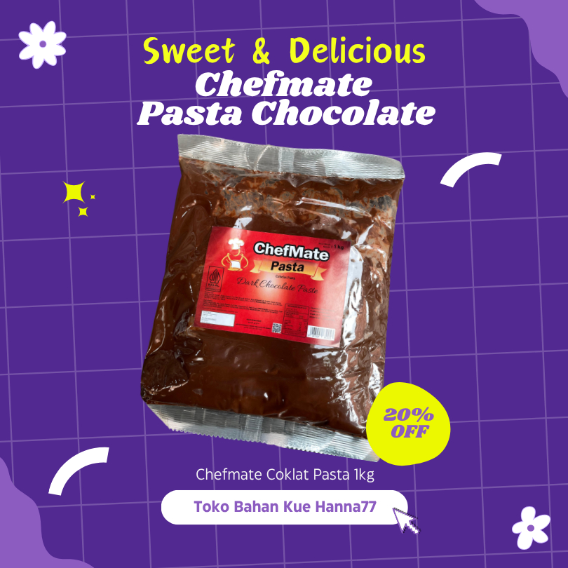 

Chefmate Coklat Pasta 1kg Dark Chocolate Pasta untuk Isian dan Topping Kue Roti Dessert