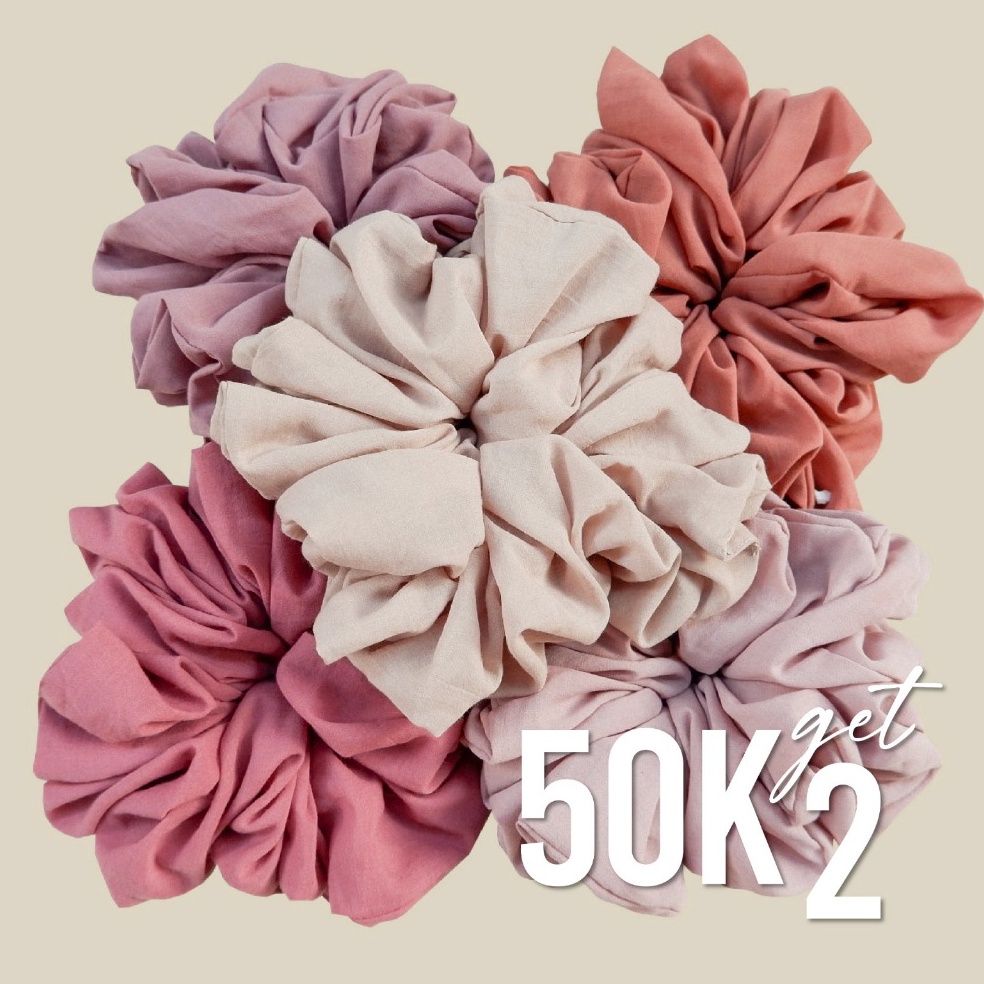 KODE W62E Lozy Hijab  Scrunchie Plain Big 5K Get 2 Ikat Rambut Cepol Hijab