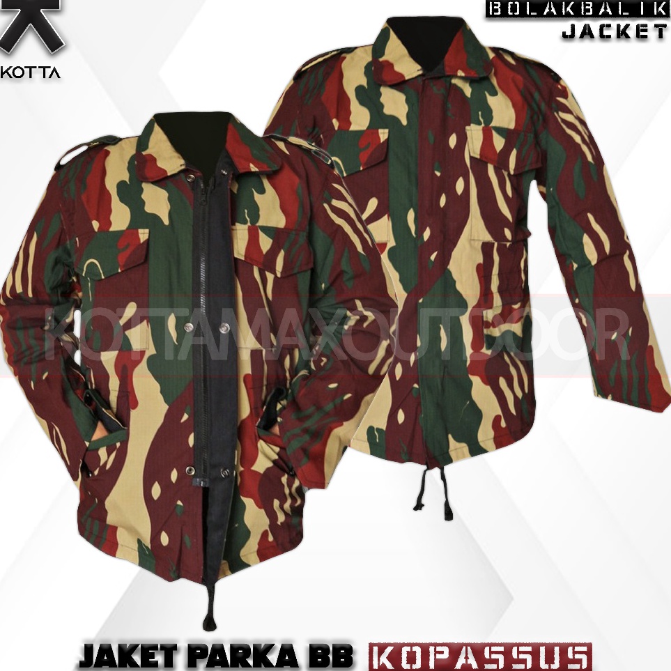 JAKET PARKA LORENG KOPASSUS  JAKET BOLAK BALIK PARKA LORENG KOPASSUS  JAKET PARKA LORENG ARMY