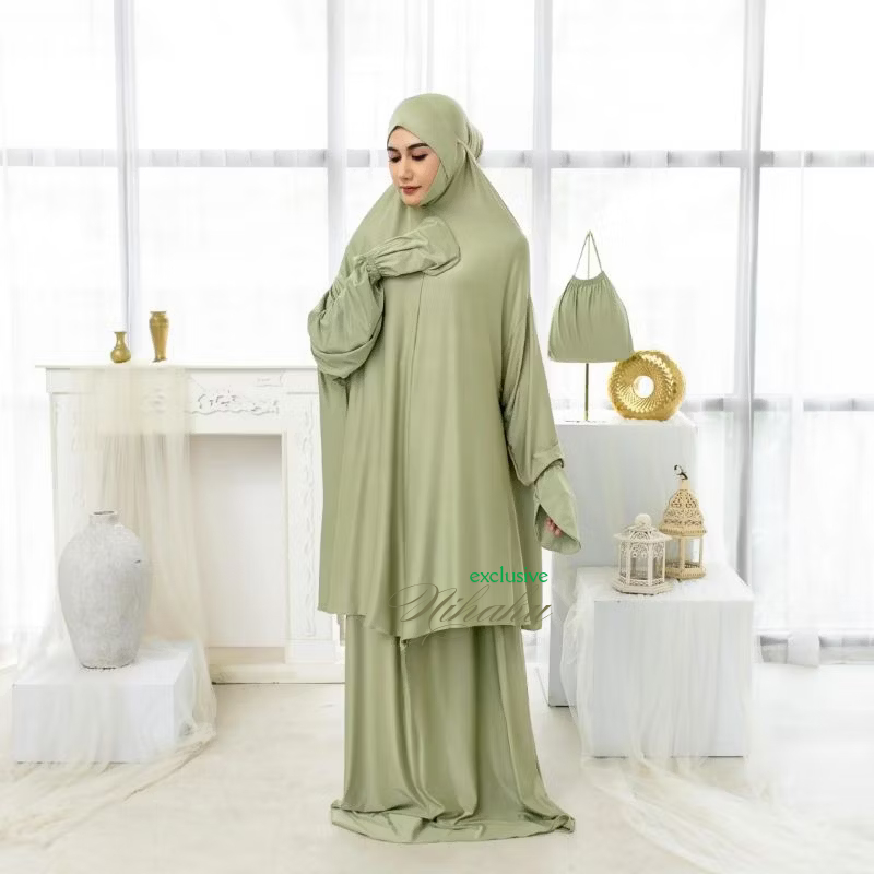 Mukena stelan Jersey premium berlengan