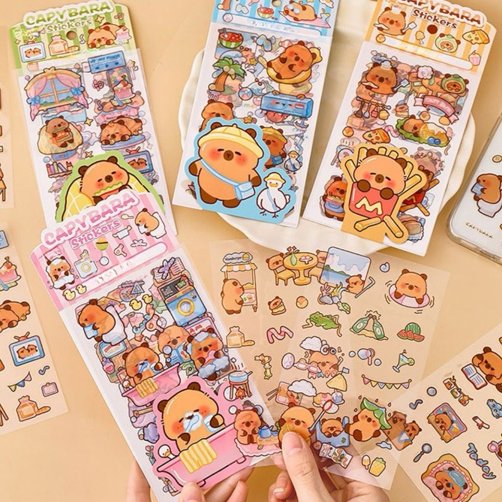 

Cutting Sticker Capybara Isi 4 Lembar Stiker Kapibara Lucu Kartun Cute Character Estetik