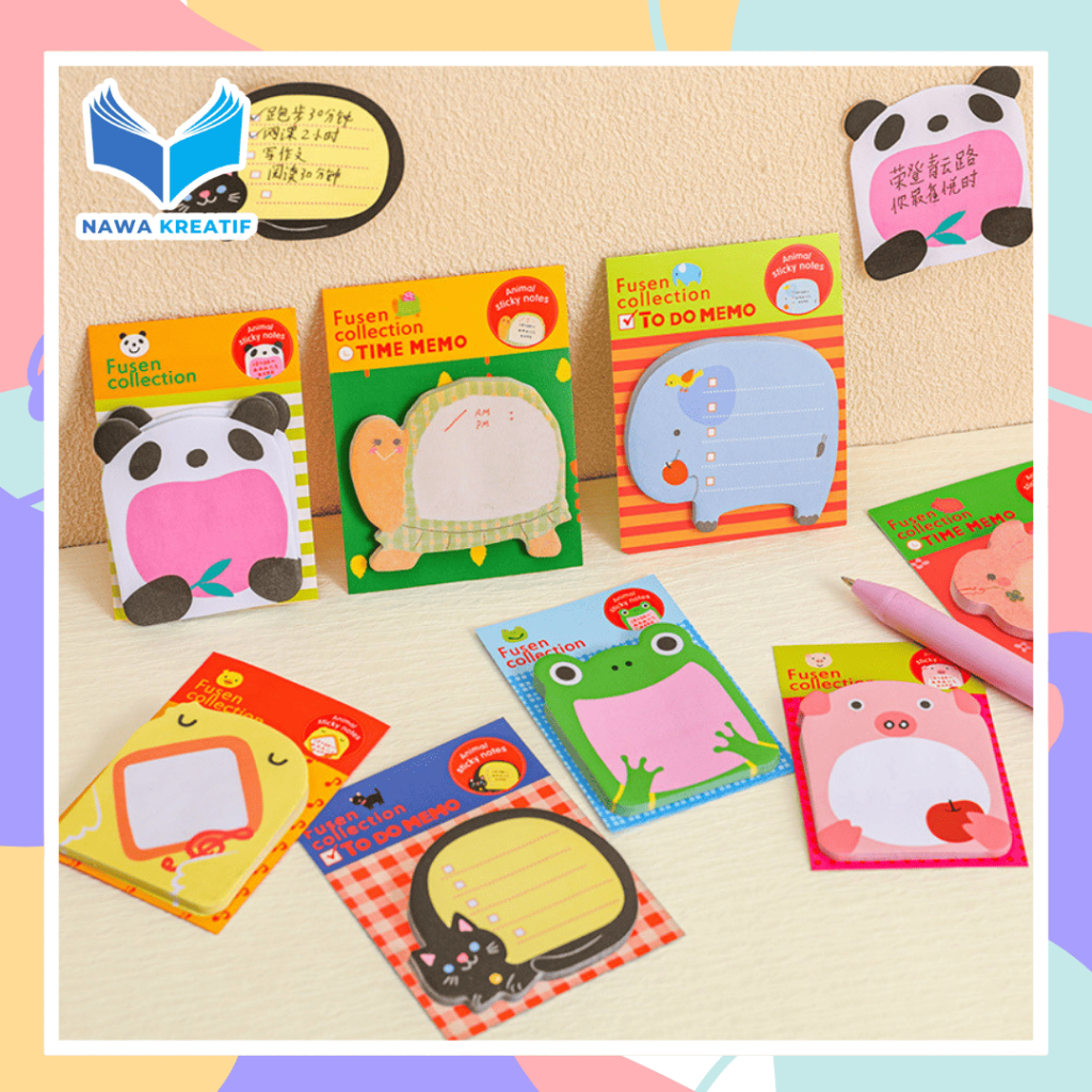 

NAWA Sticky Notes Memo Karakter Hewan Lucu Kertas Catatan Memo Note