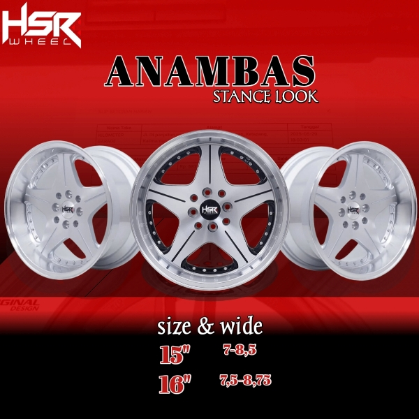 Velg Celong Ring 15 HSR Anambas R15 Lebar 7-8,5 PCD 4X100, 4X114