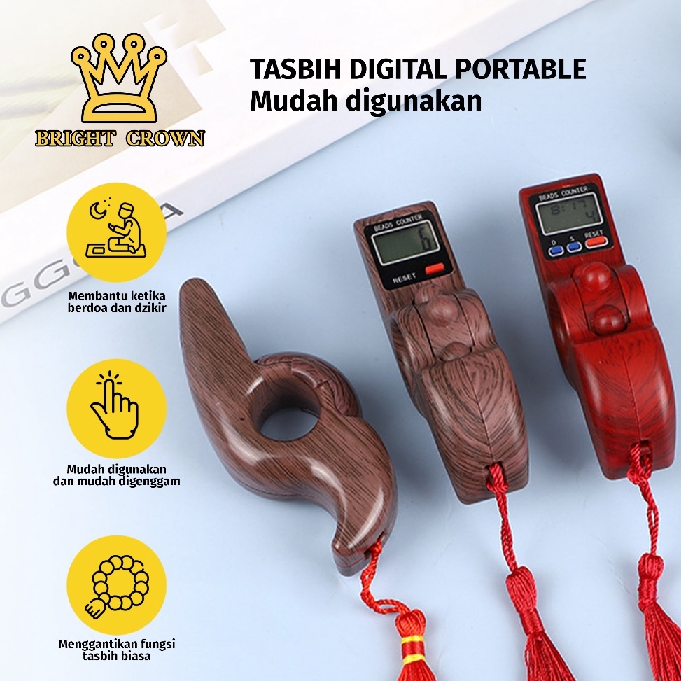 KODE R72C Bright Crown Tasbih Digital Model Unik Limited Edition Terbaru Termurah Premium Motif Kayu