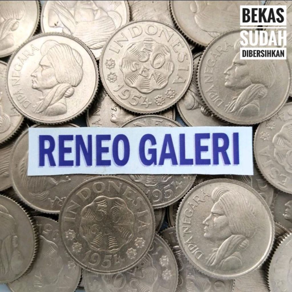 VF cuci 50 Sen tahun 1954 Keydate Diponegoro Dipanegara uang koin kuno logam asli original langka