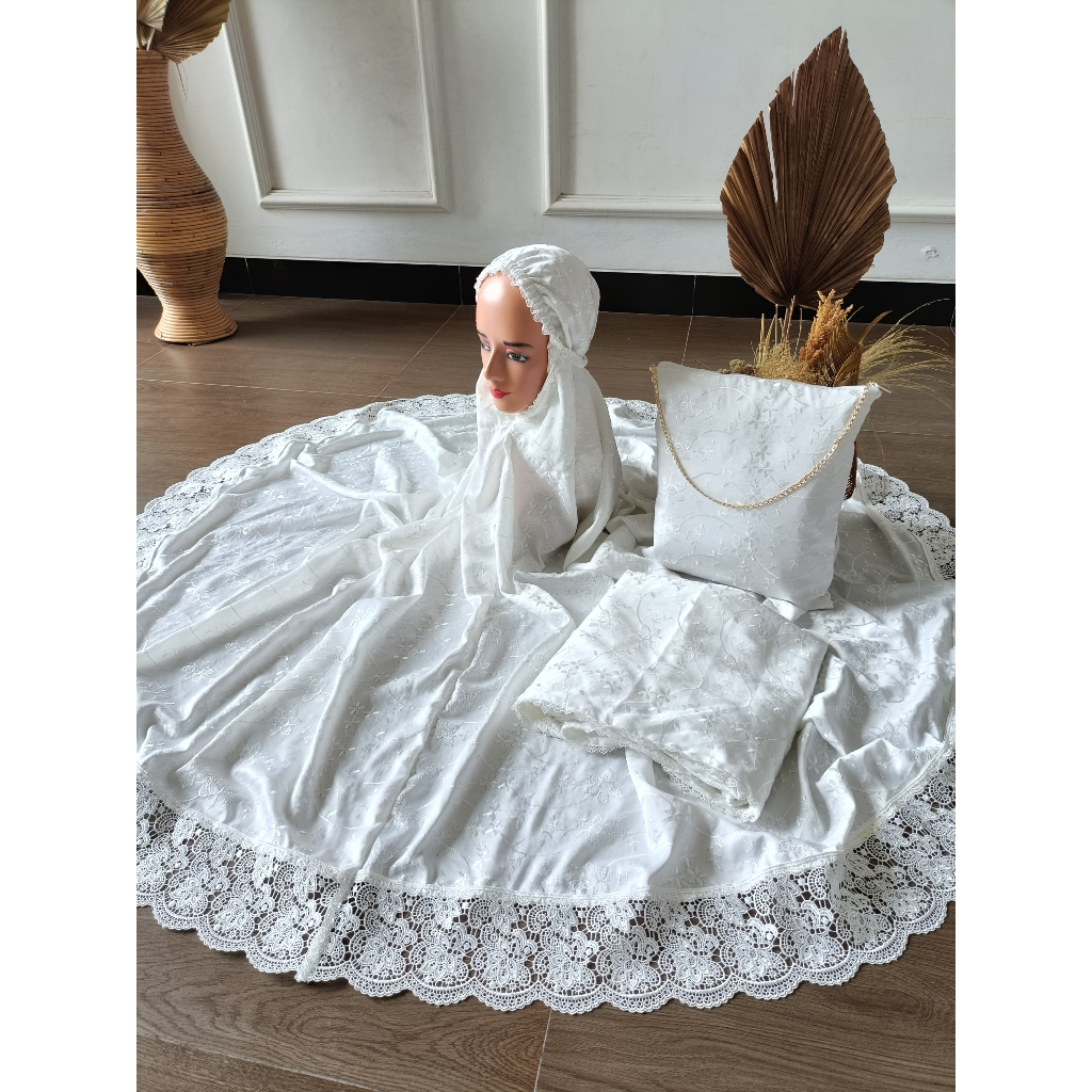 Mukena Setelan Sutra Paris Renda Az-Zahra