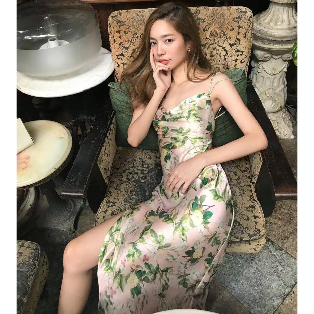 Midi dress Backless tali satin