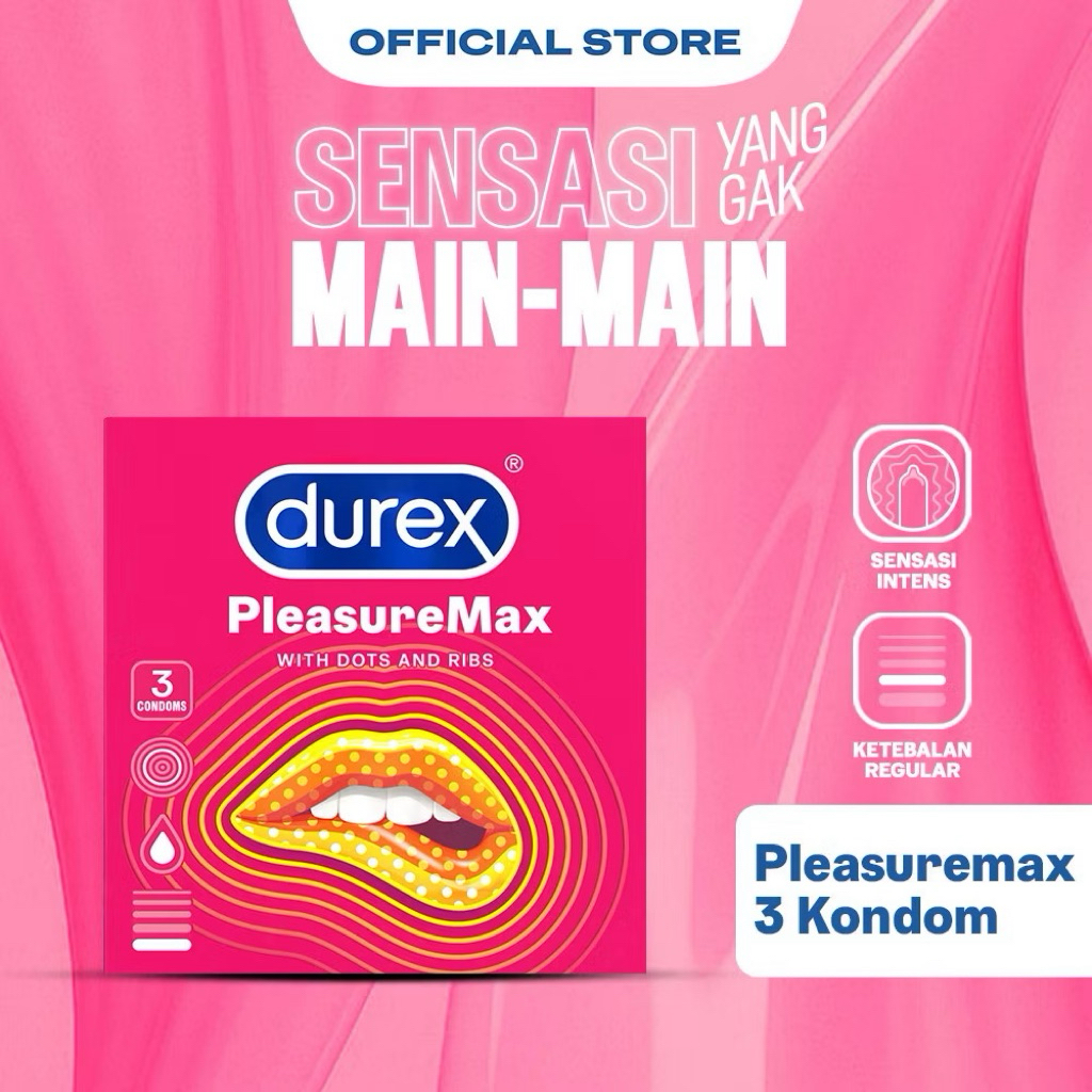Durex Pleasuremax Kondom Gerigi Kondom Aman Pria 3s - Condom with Special Lubricant
