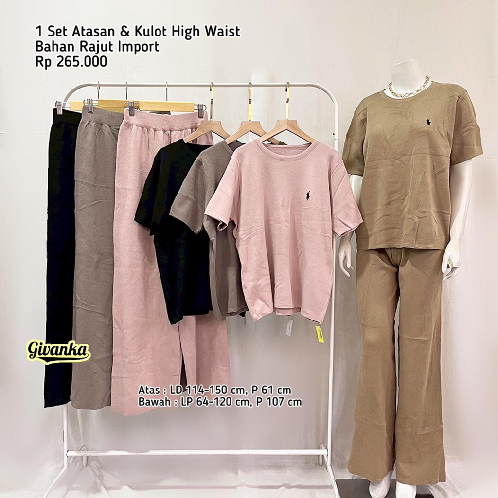 1 SET ATASAN & KULOT HIG WAIST // SETELAN RAJUT IMPORT // SETELAN POLO // ONE SET LENGAN PENDEK // C