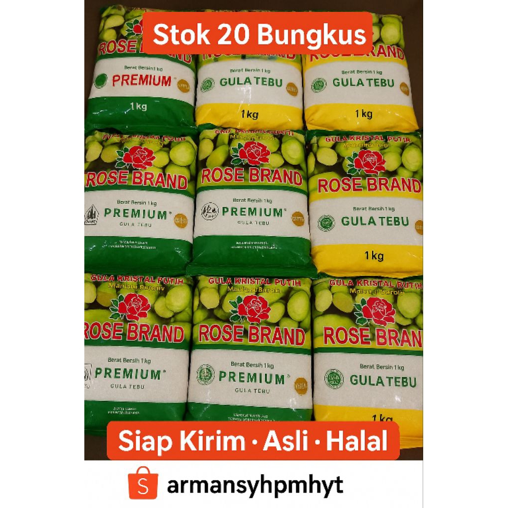 

Gula Pasir Premium & Gula Tebu Rose Brand 20kg/@1kg - Gula Kristal Putih Berkualitas