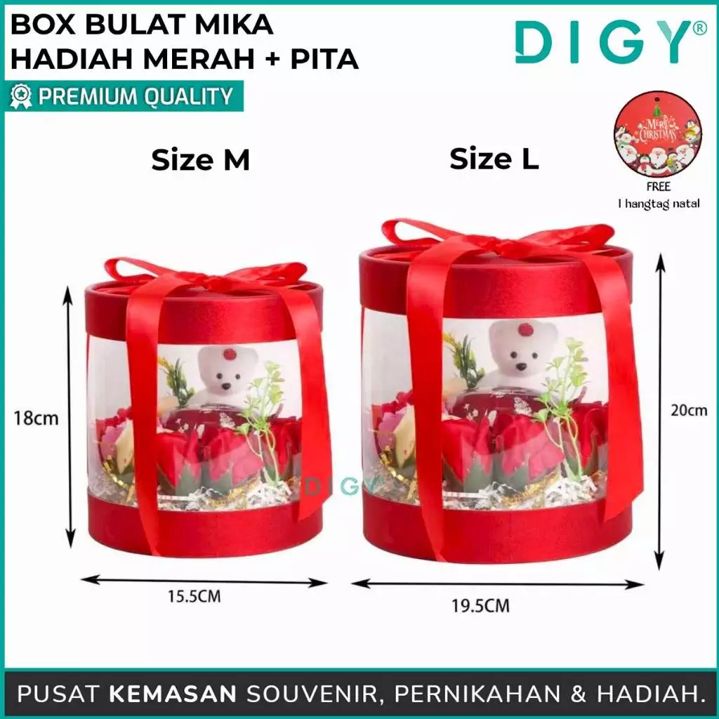 

Hardbox Bulat Merah Mika + Pita / Box Seserahan / Box Hadiah / Box Hardbox / Box Mika Merah