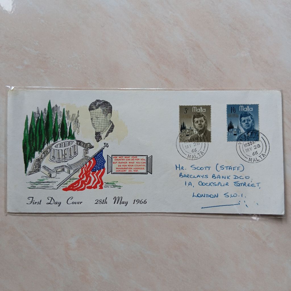 

Koleksi Sampul Filateli FDC SHP Kuno Malta JFK Kennedy Memorial 1966 - YN2468