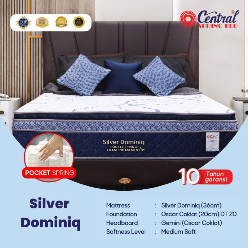 Central Springbed Dominiq (160/180x200)/ Silver Dominiq Pocket Spring | 90/100/120/160/180/200 | Kas