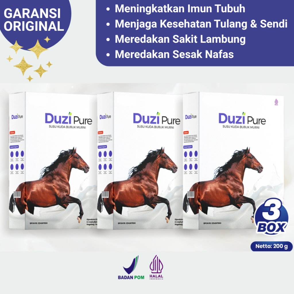 

DuziPure Susu Kuda Kolostrum Original (3 Box) Herbal Alami Obat Nyeri Sendi Asam Urat Rematik BPOM