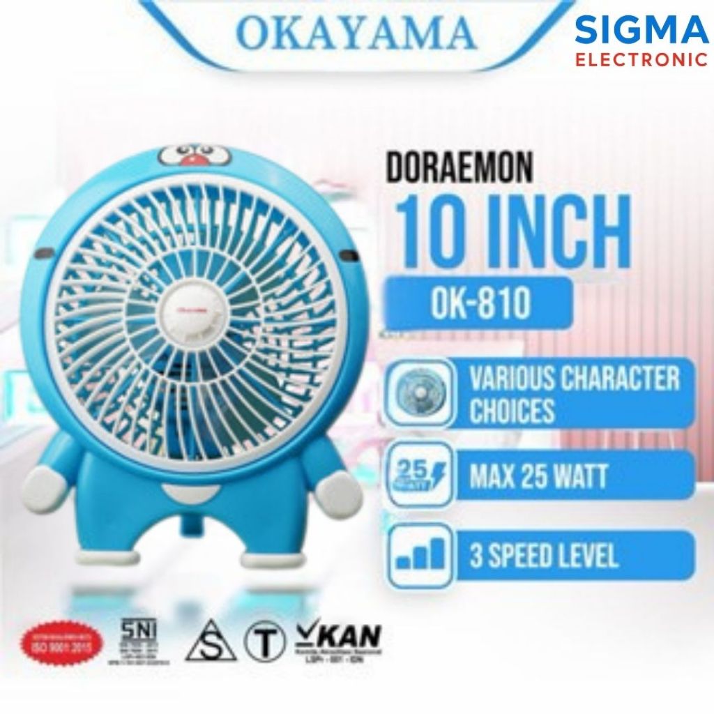 KIPAS ANGIN KARAKTER LUCU 10 INCH OKAYAMA 5 VARIAN KARAKTER
