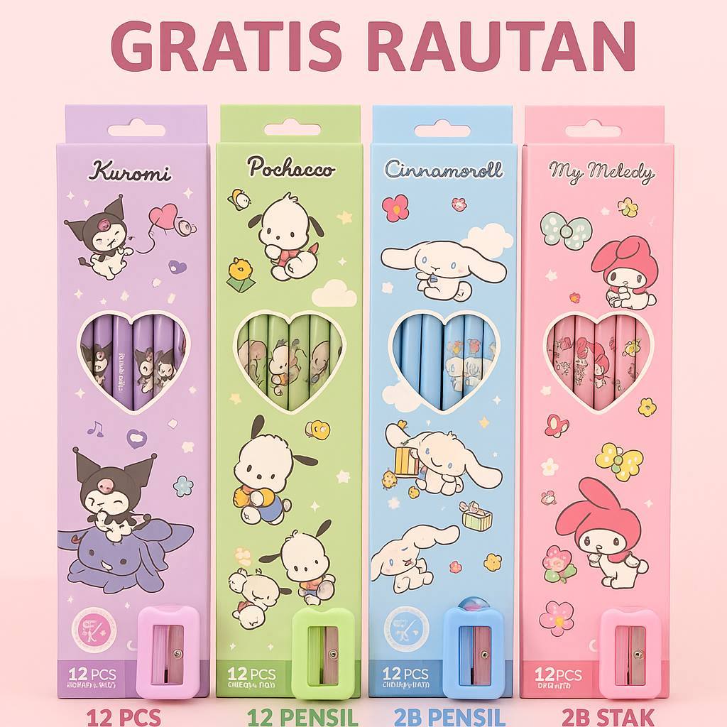 

( ISI 12 PCS) Pensil / Pensil Sanrio / Pensil penghapus sanrio