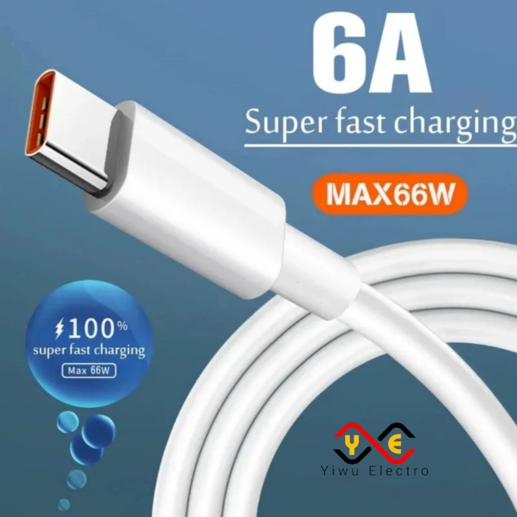 Kabel Data / Charger Premium  White Type C 6 Ampere Fast Charging