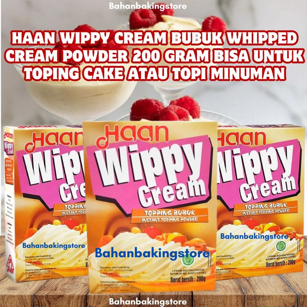 

HAAN WIPPY CREAM BUBUK WHIPPED CREAM POWDER 200 GRAM BISA UNTUK TOPPING CAKE ATAU TOPI MINUMAN