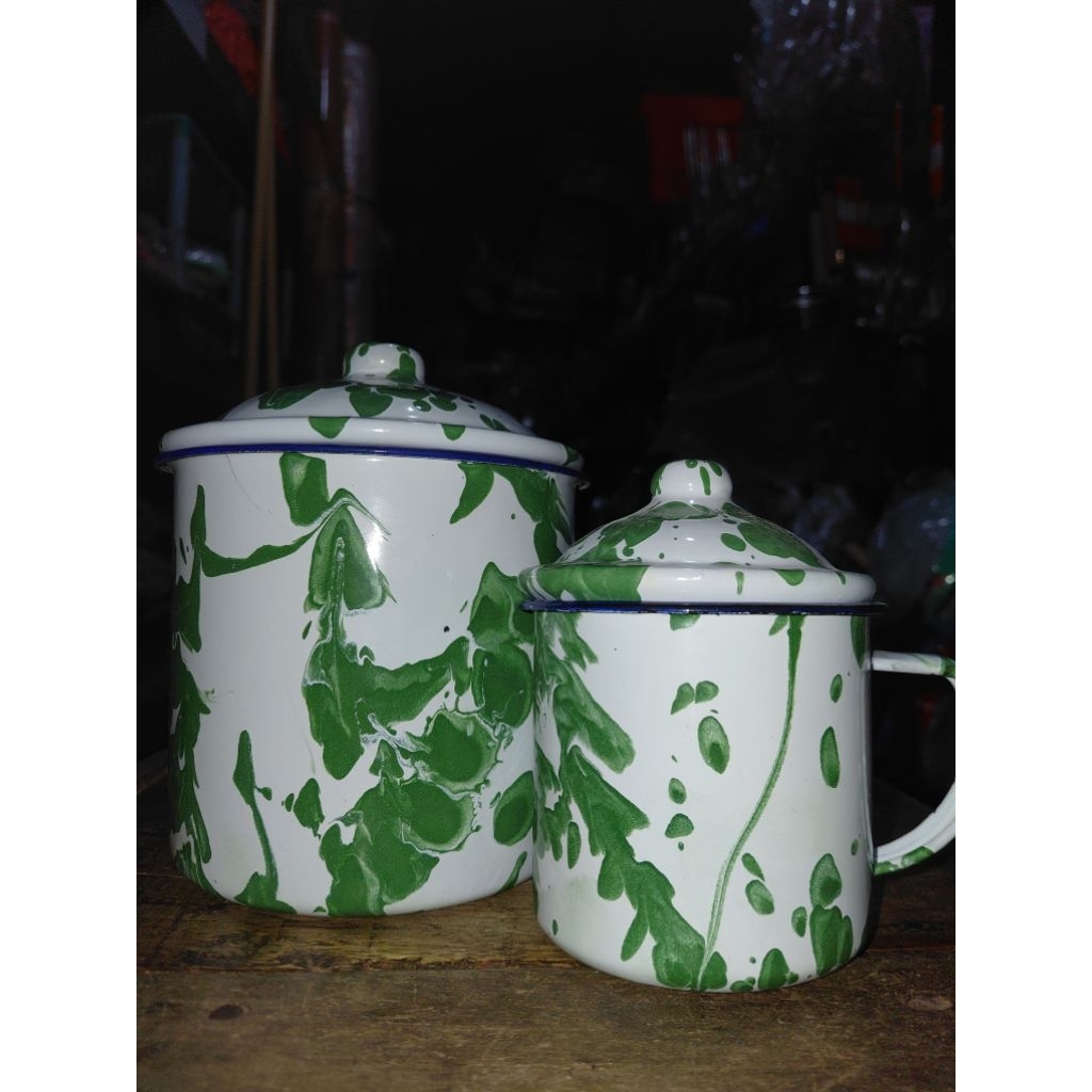 Mug Enamel kaleng / Cangkir kaleng loreng