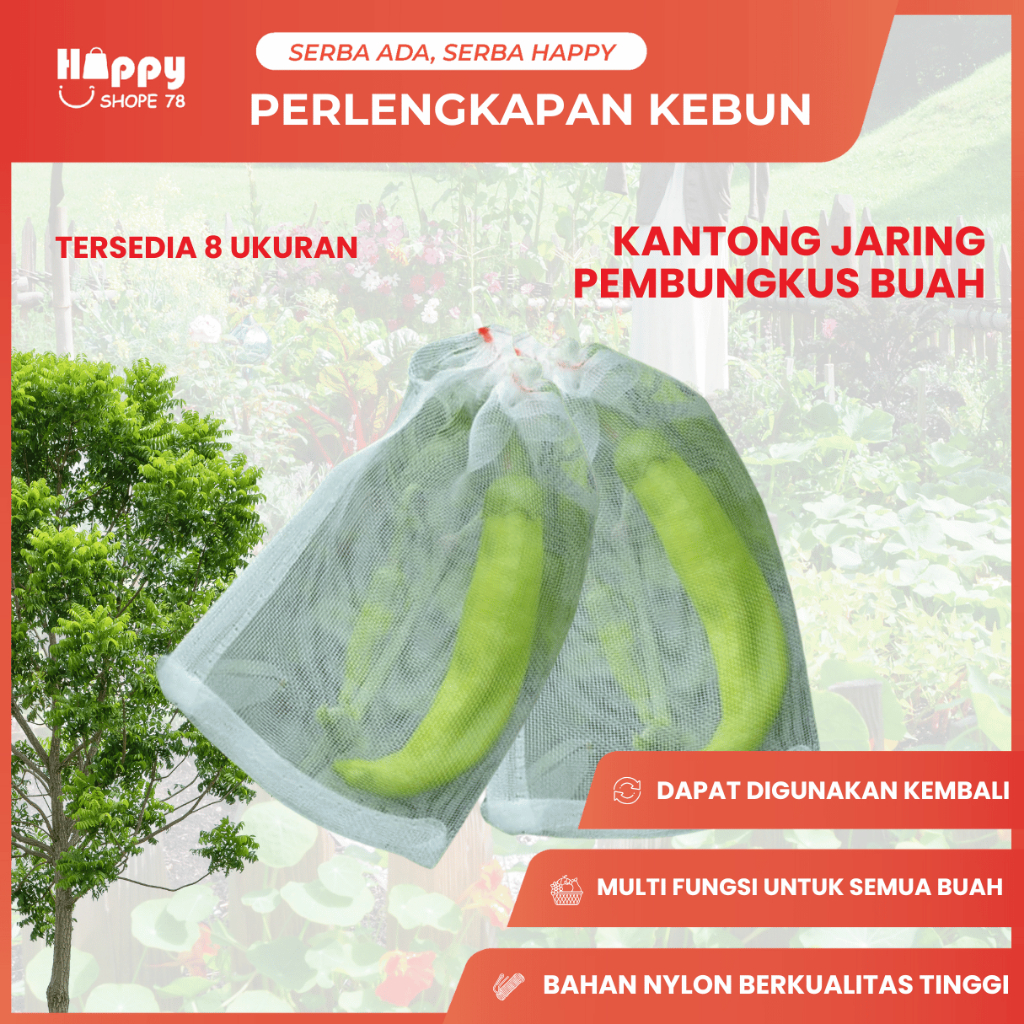 Kantong Jaring Pembungkus Buah Anti Hama Brongsong Buah Fruit Cover Transparan Anti Air