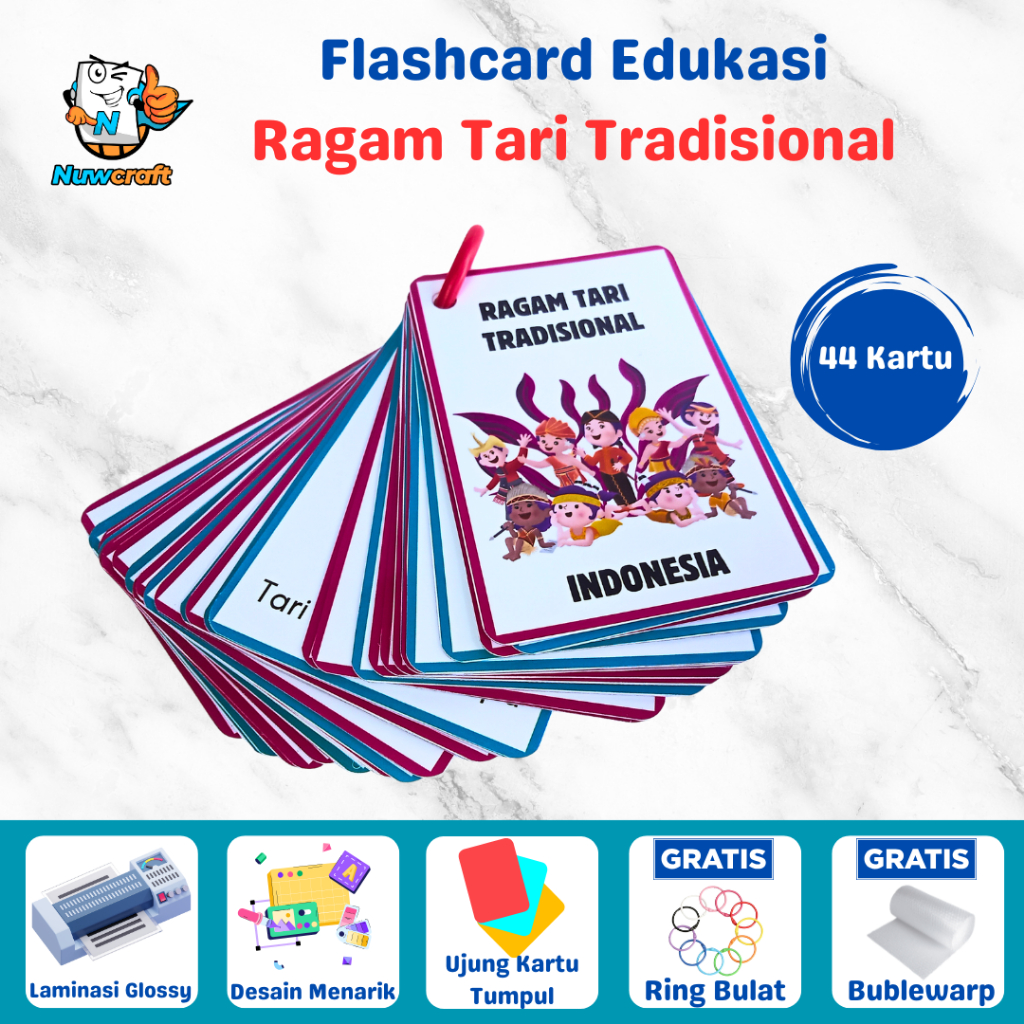Flashcard Tari Tradisional Indonesia – Edukasi Budaya Nusantara Anak Full Ilustrasi Menarik