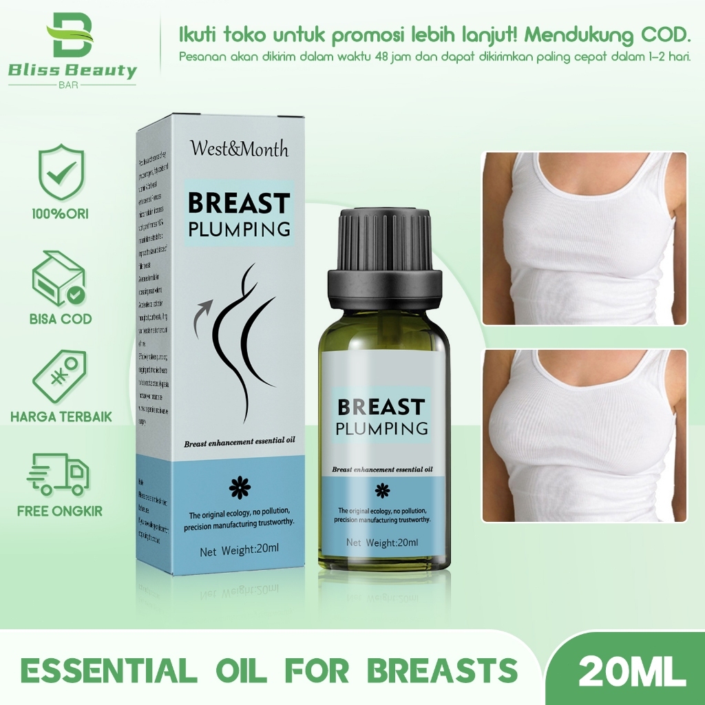 West&Month Breast Enlargement Oil 20ml - Minyak Peningkat Payudara, Kencang & Besar Alami, Turmeric 