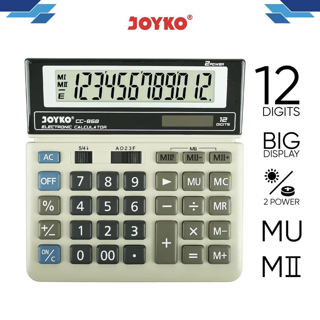 

Kalkulator Joyko CC-868 Calculator 12 Digits Joyko - 1 Pcs