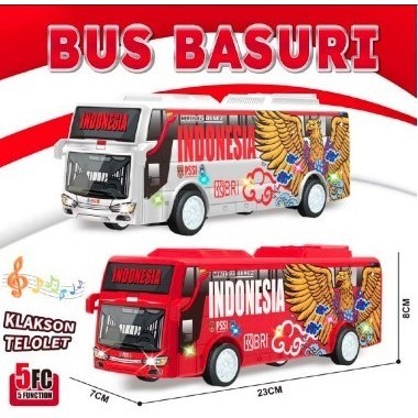 Mainan Bus Basuri Bis Ada Suara Telolet dan Lampu Bus Basuri Timnas Indonesia