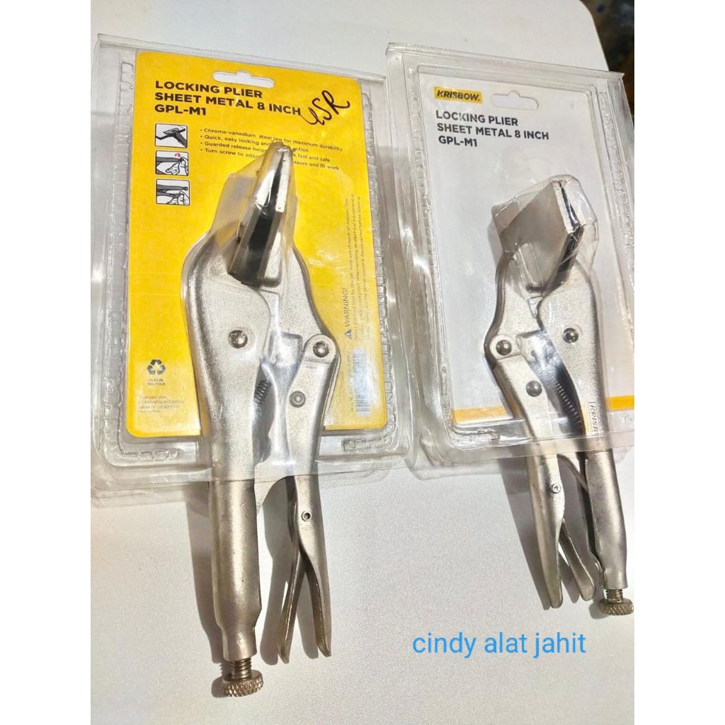 Tang Buaya Rata 8 inch Krisbow / Locking Plier Sheet Metal / Tang Serbaguna / Tang Rata / Tang Krisb