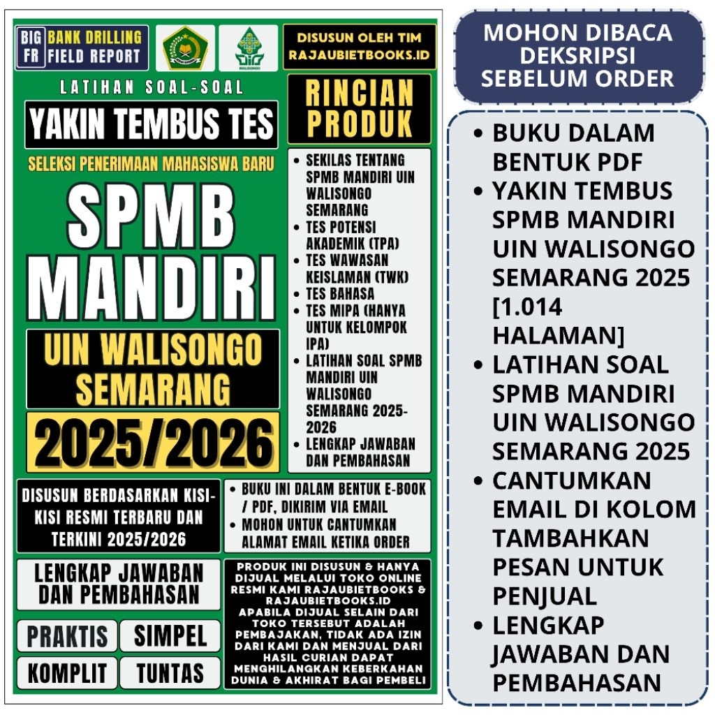 BUKU YAKIN TEMBUS TES SPMB MANDIRI UIN WALISONGO SEMARANG 2025