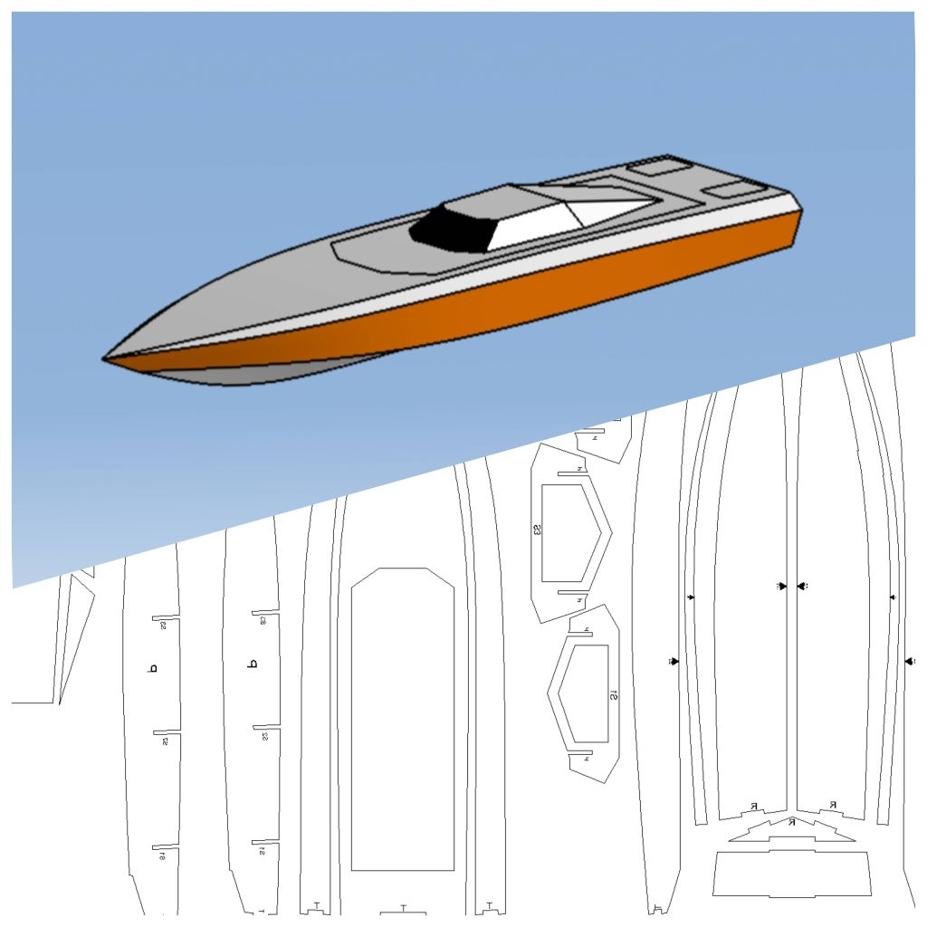 Desain Gambar Pola Miniatur Kapal Rc Boat Plan Speed 9