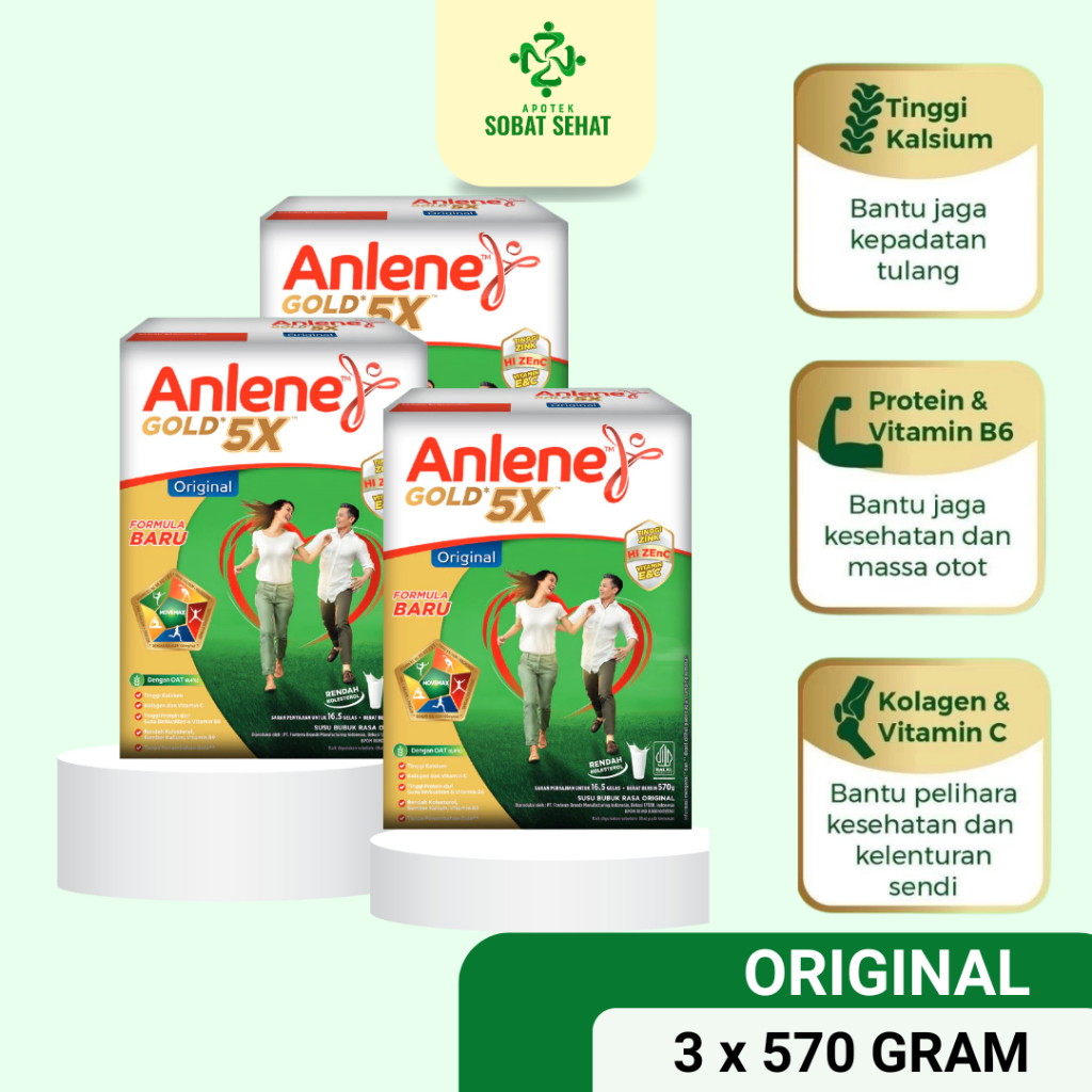 

[ ANLENE HEMAT ] - 3 BOX Anlene Gold 5X Susu Untuk Orang Tua Rasa Original 570 gram - susu untuk kalsium tulang,sendi, dan otot