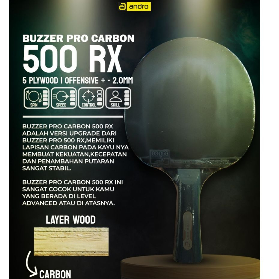 Bet Tenis Meja Andro Buzzer Pro Carbon 500 RX